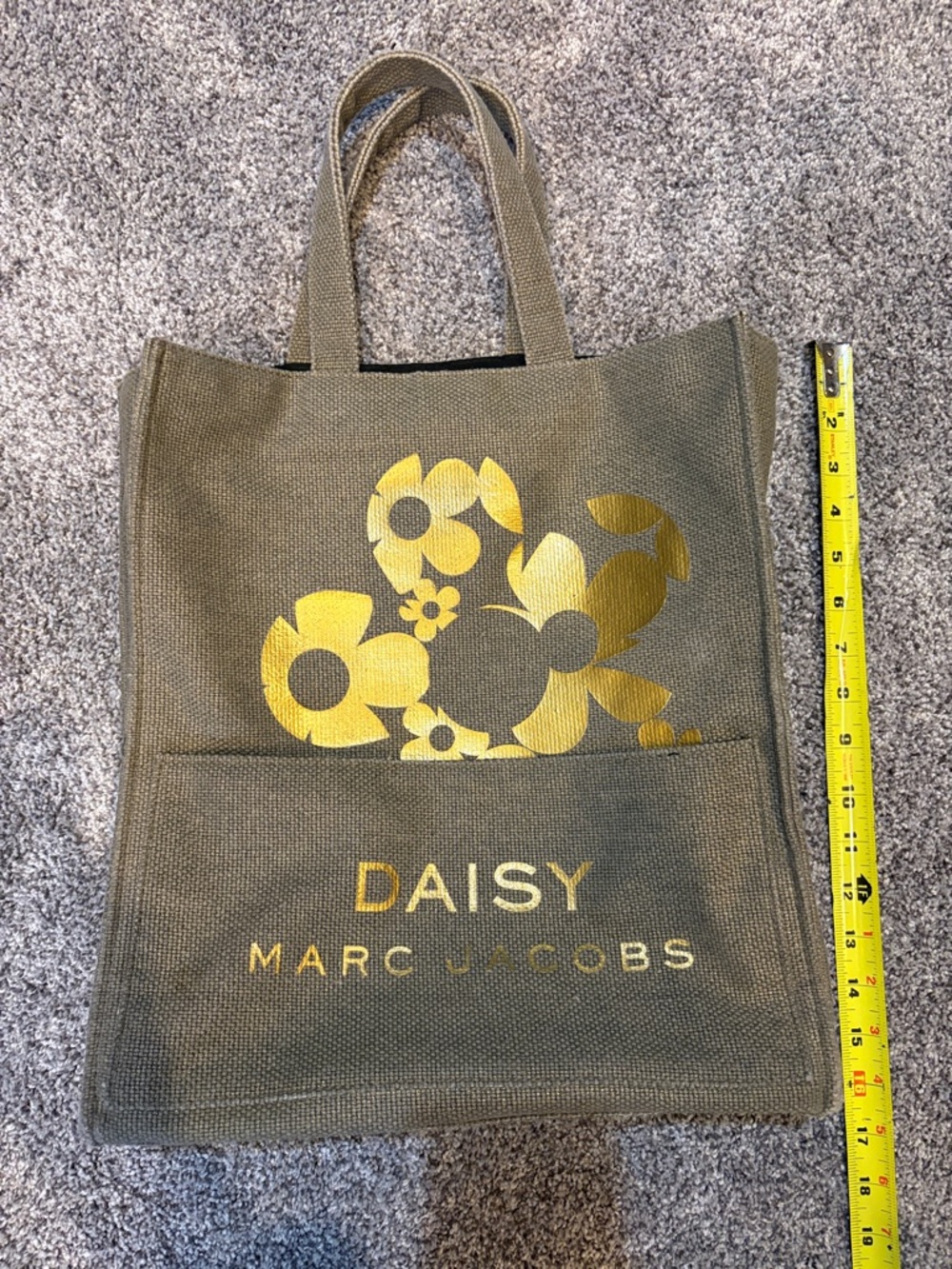 Marc Jacobs Khaki/Gold Tote with Gold Daisy Logo